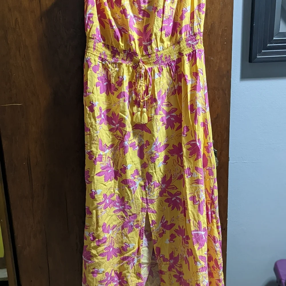 Yellow and pink strapless maxi - Picture 2 of 6